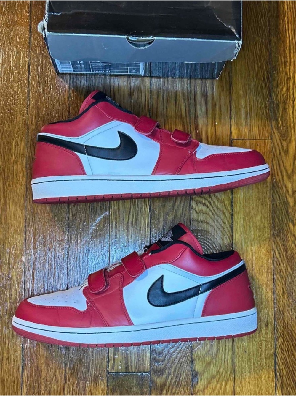 Air Jordan 1 Low Velcro Strap Varsity Red 339894-101 Size 12 White Black Chicago